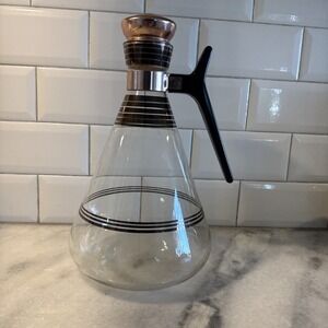 Vintage Glass Coffee and Carafe With Copper Lid